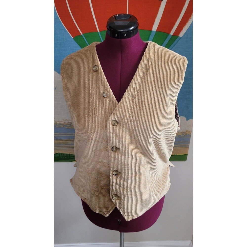 Lee Tan Beige Corduroy Tailored Vest Retro Western Layering Vintage